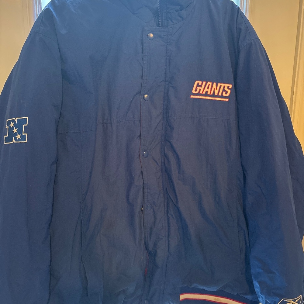 Reebok NFL Men's giants blue lightly down filled jacket rain resistant size 2XL